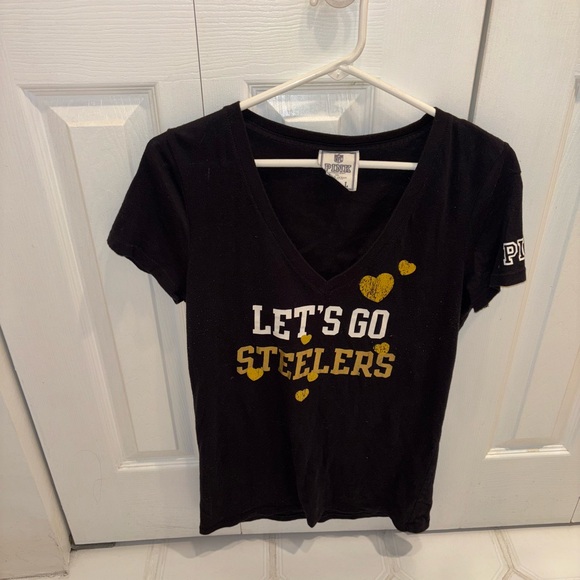 PINK Victoria's Secret Black Steelers T-Shirt - Picture 1 of 2